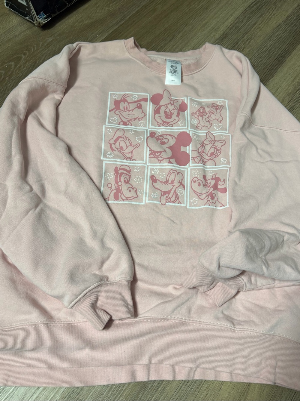 Disney Pink Character Grid Crewneck Sweatshirt L